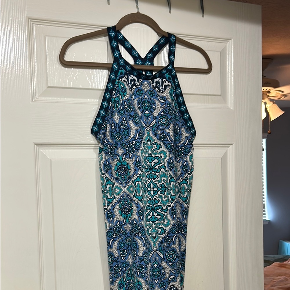 Max Studio Blue and White Patterned Dress